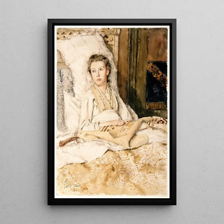 Maud cousant - Childe Hassam — framed artwork on a wall