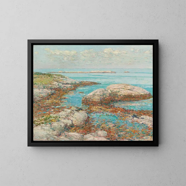 Rochers à Appledore le matin - Childe Hassam — framed artwork on a wall