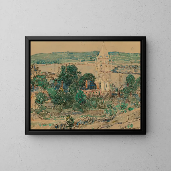 Study for the Cladding of the First Baptist Church of Gloucester - Childe Hassam — framed artwork on a wall