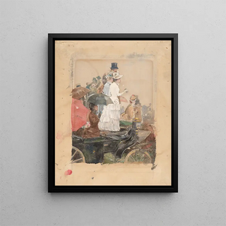 Les spectateurs au Grand Prix - Childe Hassam — framed artwork on a wall