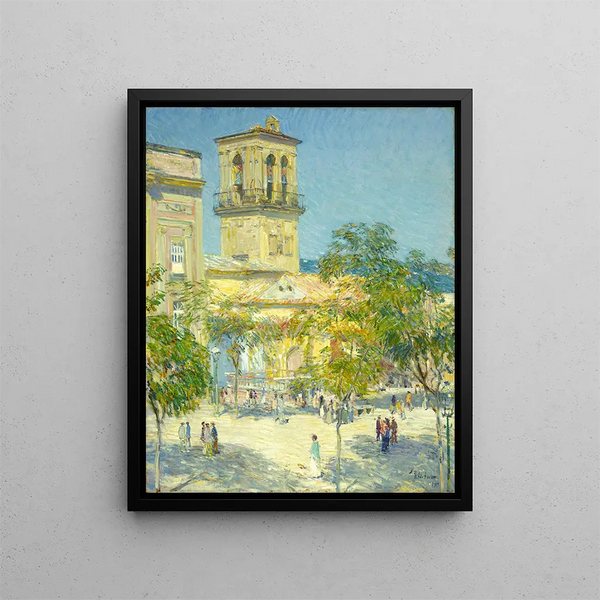Rue du Grand Capitaine Córdoba - Childe Hassam — framed artwork on a wall