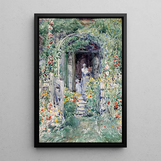 The garden in all its splendor - Childe Hassam — framed artwork on a wall