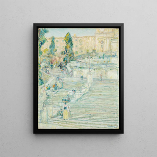 L'espagnol staircase painting - Childe Hassam — framed artwork on a wall