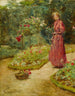 Woman cutting roses in a garden - Childe Hassam — artwork view