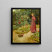 Woman cutting roses in a garden - Childe Hassam — framed artwork on a wall