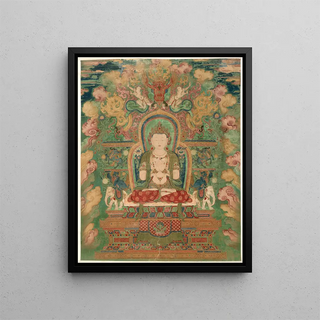 Manjushri Painting - Ming Dynasty of China — framed artwork on a wall