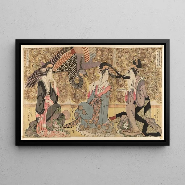 Une parodie de courtisanes exposées à l'Ogiya Ogiya mise yatsushi - Chokosai Eisho — framed artwork on a wall