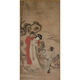 L'empereur Minghuang teaching Yang Gueifei to play the flute - Chōryūsai — artwork view