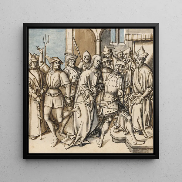 Christ before Pilate - Circle of Hans Holbein the Elder — framed artwork on a wall