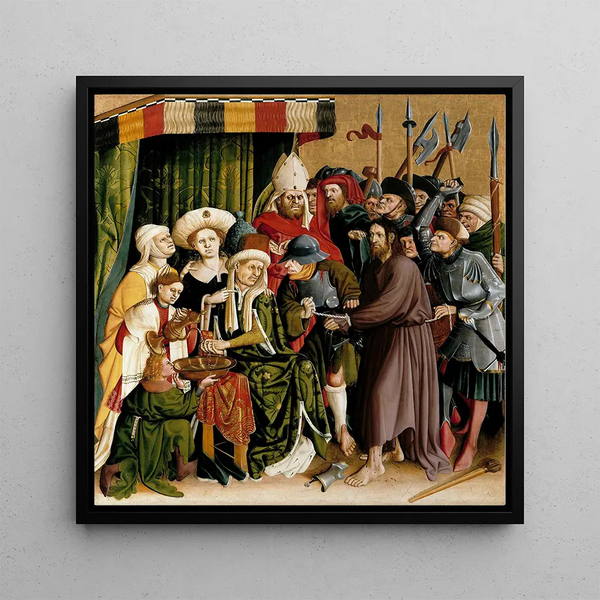 Christ before Pilate - The wings of the altar of Wurzach at the top right - Hans Multscher — framed artwork on a wall