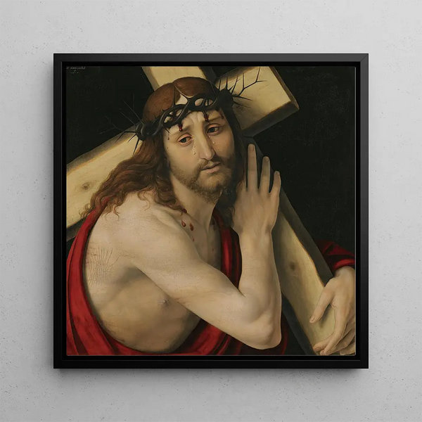 Christ Carrying the Cross - Andrea Solario — framed artwork on a wall