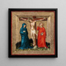 Christ on the cross with the Virgin Mary and John - Anonymous — framed artwork on a wall