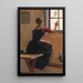 a young girl from Jutland writing her beloved's name on a foggy window - Christen Dalsgaard — framed artwork on a wall