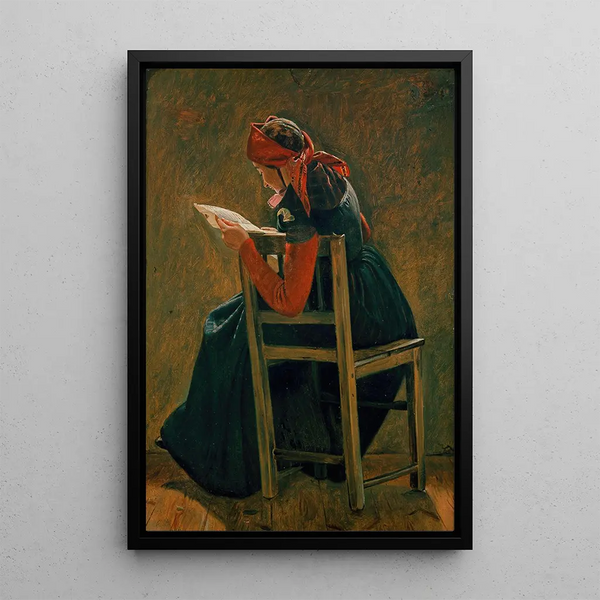 A Young Girl from Salling Reading Study - Christen Dalsgaard — framed artwork on a wall