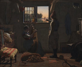 a Fisherman Showing His Daughter a Boat Leaving - Christen Dalsgaard — artwork view