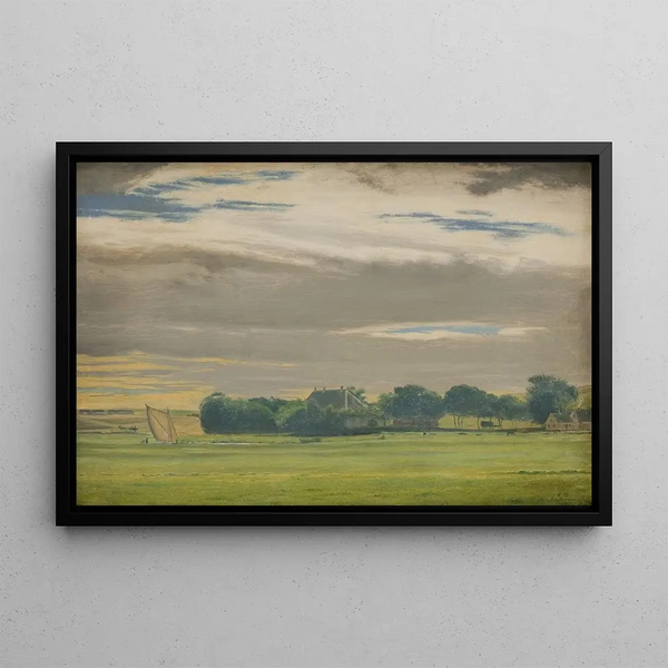 Landscape near the town of Skive with the manor of Skivehus, Jutland - Christen Dalsgaard — framed artwork on a wall