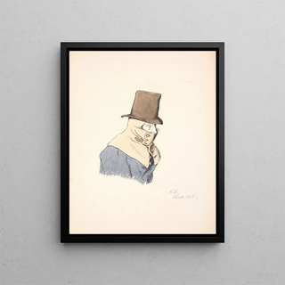 Man with Hood and Top Hat - Christen Dalsgaard — framed artwork on a wall