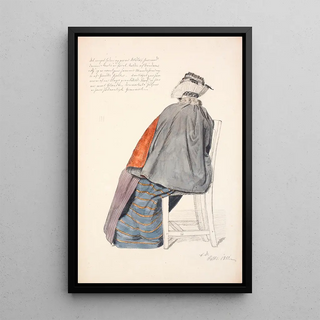 Reproduction of the painting of a seated woman seen from behind - Christen Dalsgaard