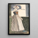 Reproduction of the painting of Young girl knitting in Salling costume looking out a window - Christen Dalsgaard