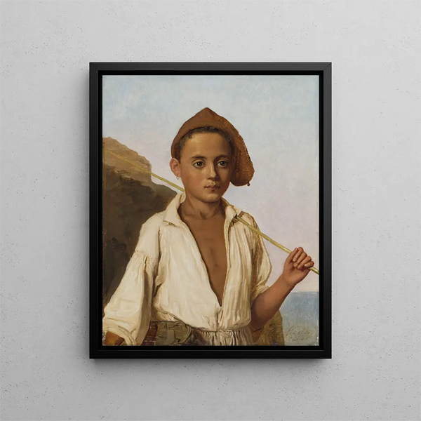 A boy fisherman Capri - Christen Købke — framed artwork on a wall