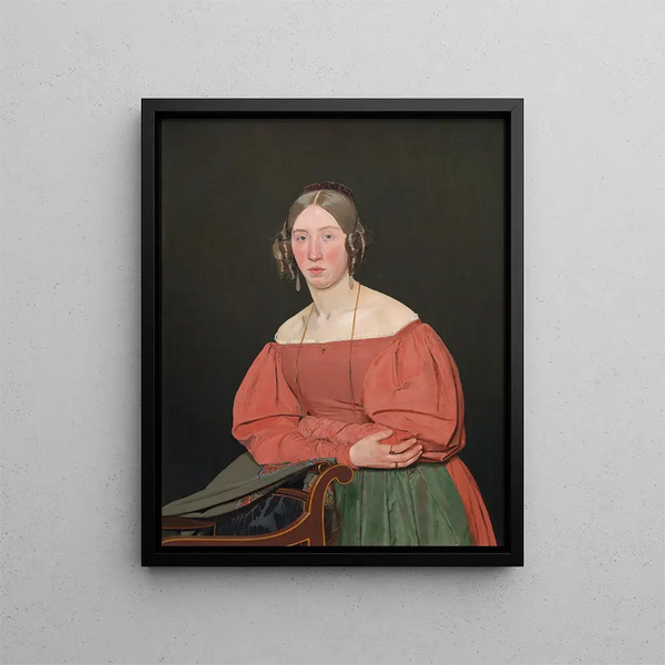 Portrait of the artist Cecilie Margrethe Petersen née Købke - Christen Købke — framed artwork on a wall