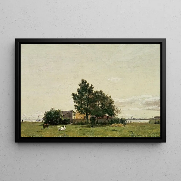 Section near the Lime Kiln with View towards Copenhagen - Christen Købke — framed artwork on a wall