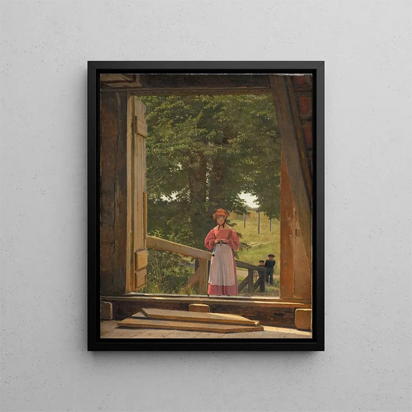View from the attic of the grain store of the bakery of the citadel of Copenhagen - Christen Købke — framed artwork on a wall