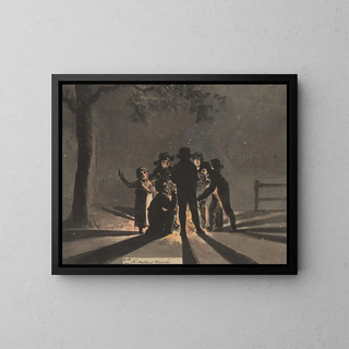 Children gathered around a Saint Martin fire - Christiaan Andriessen — framed artwork on a wall