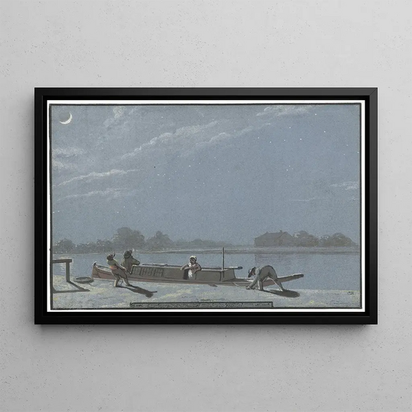 L'arrivée de la barque de Weesp à Buiten Amstel journal 19 novembre - Christiaan Andriessen — framed artwork on a wall