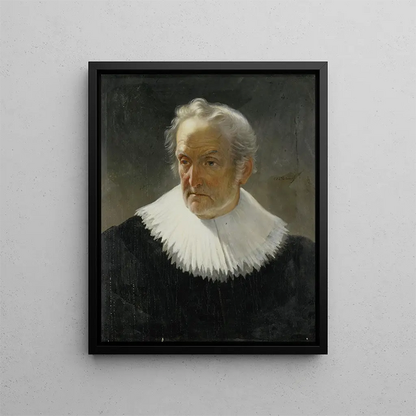 A Old Man in 17th Century Costume - Christiaan Julius Lodewijk Portman — framed artwork on a wall