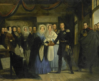 The Princess of Orange receiving Alexander II, Grand Duke and heir to the throne of Russia, in Tsar Peter's house in Zaandam - Christiaan Julius Lodewijk Portman — artwork view