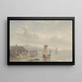 Coastal landscape with port and ships on the water - Christiaan Lodewijk Willem Dreibholtz — framed artwork on a wall