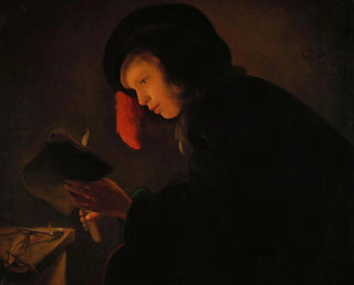 Young man with candle - Christiaen Jansz Dusart — artwork view