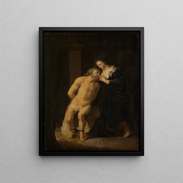 Kimon et Mais Caritas Romana - Christiaen van Couwenbergh — framed artwork on a wall