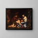 Pendant que Samson dort sur les genoux de Dalila, un Philistin lui coupe les cheveux. - Christiaen van Couwenbergh — framed artwork on a wall