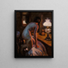 Model turned backwards in the shape of a lamp - Christian Aigens — framed artwork on a wall