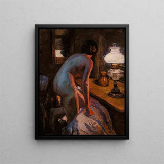 Model turned backwards in the shape of a lamp - Christian Aigens — framed artwork on a wall