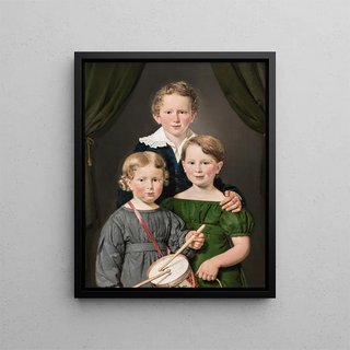 The Three Children of Hans and Bolette Puggaard - Christian Albrecht Jensen — framed artwork on a wall