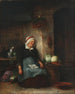 Interior painting with a sleeping woman - Christian Andreas Schleisner — artwork view