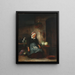 Interior painting with a sleeping woman - Christian Andreas Schleisner — framed artwork on a wall