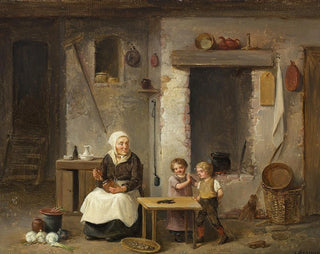 Child with two children looking at a lobster - Christian Andreas Schleisner — artwork view