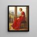 Woman in a red dress sitting on a terrace in an Italian landscape - Christian Bang — framed artwork on a wall