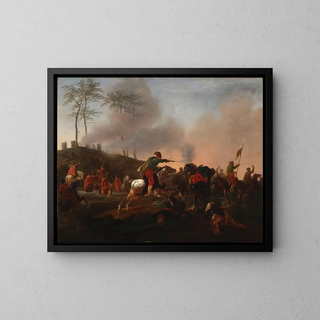 Battle scene with Cossacks in combat - Christian David Gebauer — framed artwork on a wall