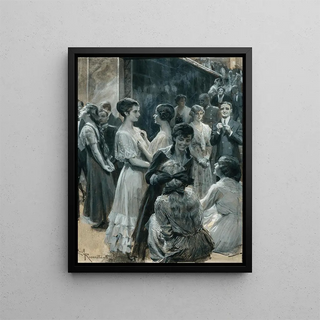 A lively conversation - Christian Emil Rosenstand — framed artwork on a wall