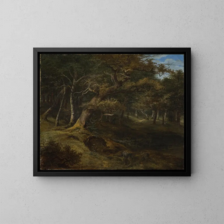 Hare Hunt in a Beech Forest - Christian Ezdorf — framed artwork on a wall
