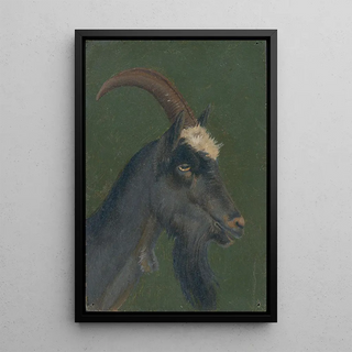 Head of Goat - Christian Friedrich Gille — framed artwork on a wall