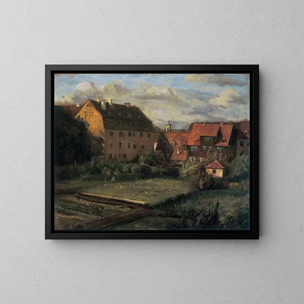 Les maisons rouges - Christian Friedrich Gille — framed artwork on a wall