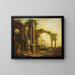 Landscape with ancient ruins and two pack mules - Christian Georg Schütz the Elder — framed artwork on a wall