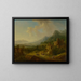 Vallée fluviale with church ruins and figures of characters - Christian Georg Schütz l'Ancien — framed artwork on a wall