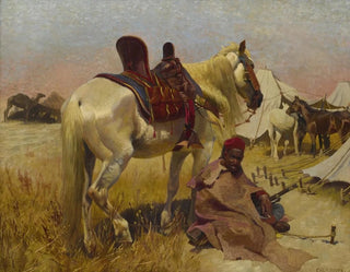Cavalier arabe et son cheval au camp - Christian Georg Speyer — artwork view
